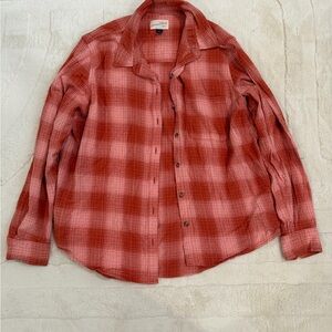 Universal Thread Red Plaid Lightweight Button-Down Shirt